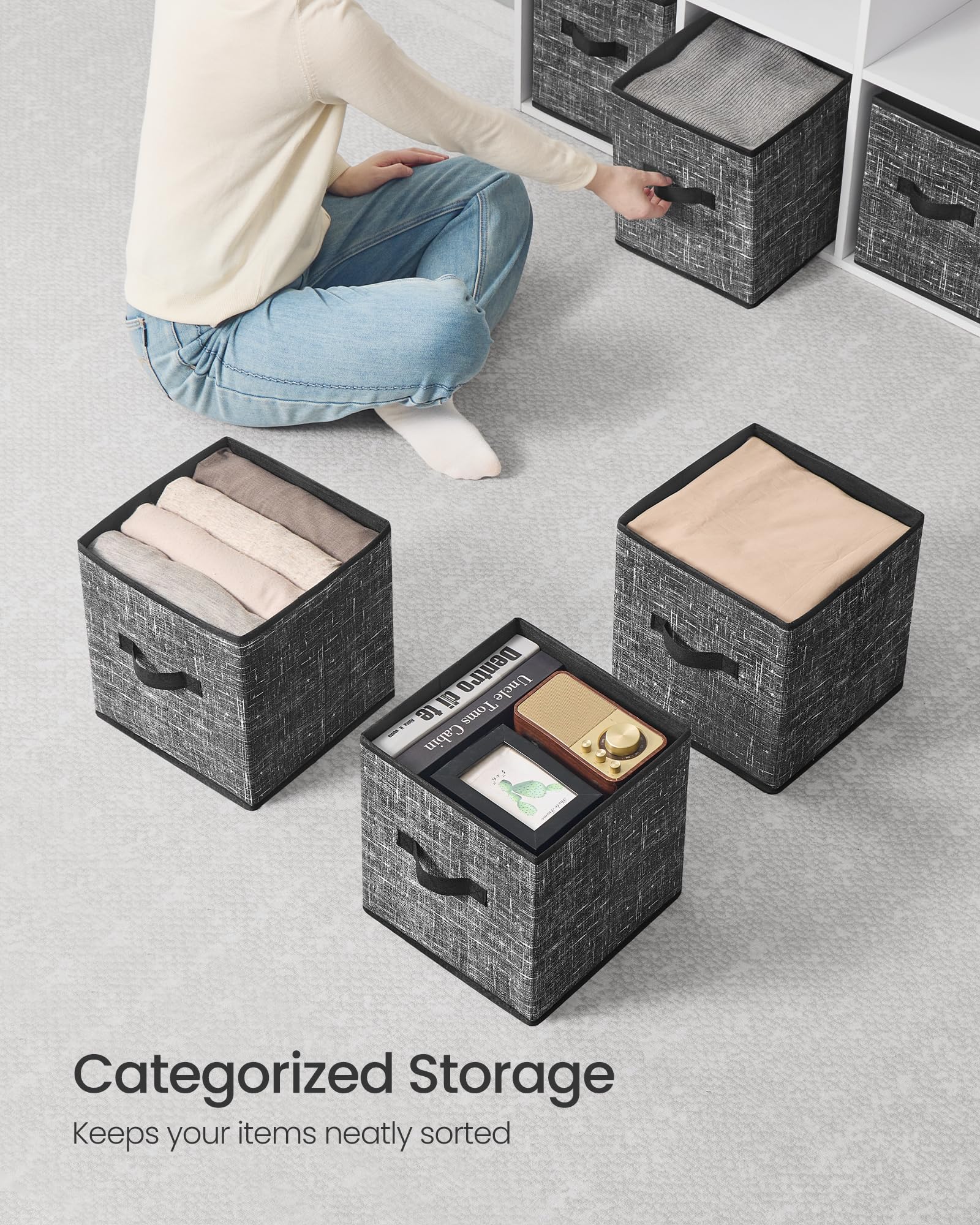 SONGMICS Storage Cubes, Set of 10, 11-Inch Foldable Closet Organizers
