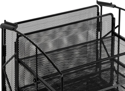 Amazon Basics Rectangular Desk Organizer 3 Tray w/Sliding Drawer and Hanging File Holder, Black