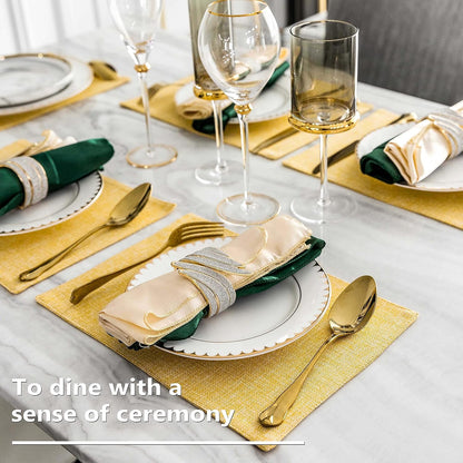 Home Brilliant Cloth Placemats Set of 8 Linen Placemat Washable Heat Resistant Dining Table Place Mats for Kitchen Table Holiday Dinner Summer Fall Decoration, Yellow