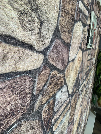 Dundee Deco 3D Wall Panels - Cladding Mahogany Brown Stone Look Wall Paneling, Styrofoam Facing for Interior and Exterior Applications, DIY, Sample, Size 10 x 10 in.