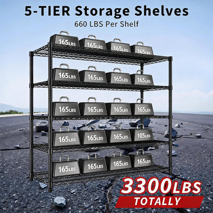 Garvee 76.8" H Storage Shelves 5-Tier Garage Shelving Adjustable for Pantry