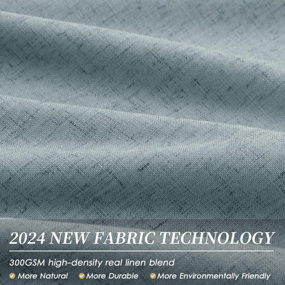 BOODII 63 Inch Blackout Curtains Linen Black Out Curtains for Bedroom 2 Panels Set Neutral Room Darkening Curtain Stone Blue Thermal Insulated Curtain for Nursery Window Drapes Back Tab 52x63