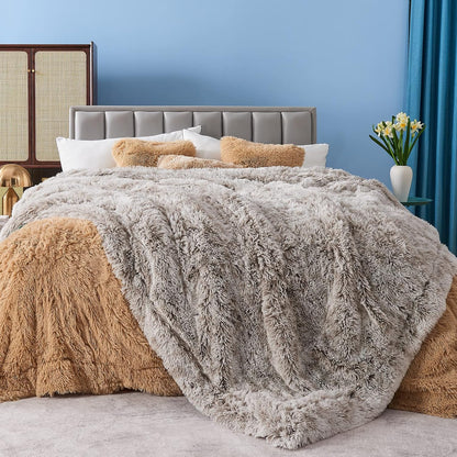 GONAAP Fuzzy Faux Fur Throw Blanket Frosty Grey Super Soft Cozy Plush Fuzzy Shaggy Blanket for Couch Sofa Bed (Frosty Grey, Throw(50"x60"))