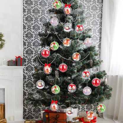 ANVAVO 100 Pieces 80mm Clear Plastic Fillable Ball Ornaments DIY Craft Transparent Baubles Shatterproof Christmas Tree Hanging Ornaments for Christmas, New Years, Birthday, Wedding, Home Decor