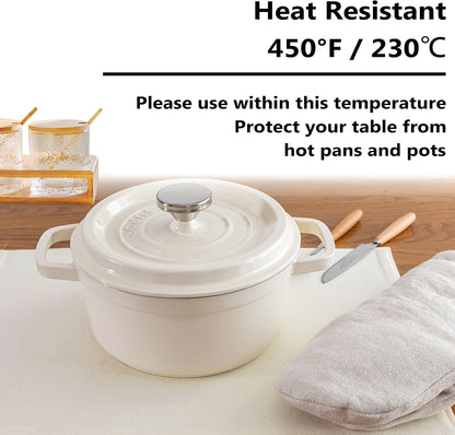 Home Brilliant Placemats Set of 8 Dining Table Placemat Washable Place Mats, 13 x 19 inches, Cream