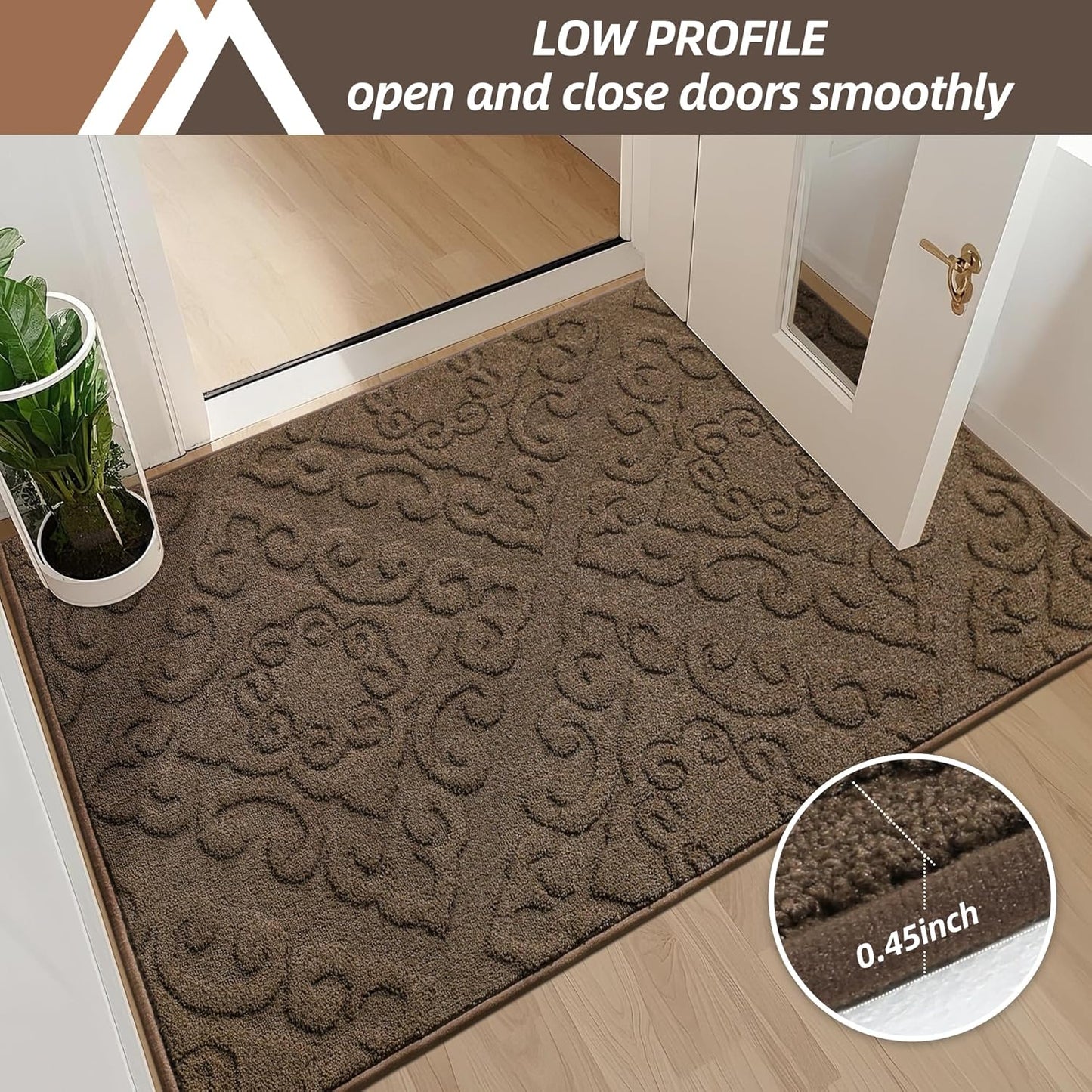 COSY HOMEER-Door-Mat-Non-Slip-Entryway-Rug 24”x36” Absorbent Welcome Mats Washable Dirt Trapper Door Mat Entrance Floor Mats for Front Back Doormats and Wet Shoes,Brown