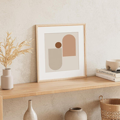 16x16 Picture Frame Set of 4 Natural Solid Oak Photo Frames with 12x12 Removable Mat Wall Hanging Large Handcrafted Frame with HD Plexiglass Wall and Tabletop Display Large Poster Frame