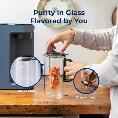 Bluevua RO100ROPOT-LITE Countertop Reverse Osmosis Water Filter System, 5 Stage Purification, 3:1 Pure to Drain, Portable Water Purifier (No Installation Required) (Blue)