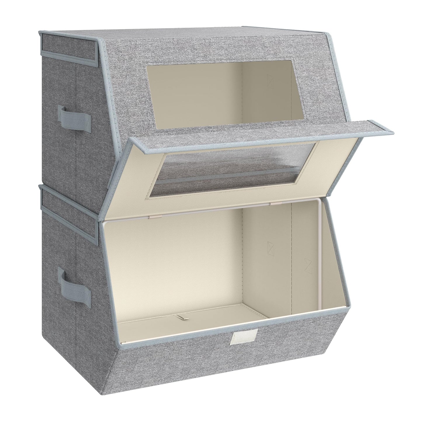 SONGMICS Stackable Storage Bins, Set of 2, with Lids and Front Windows