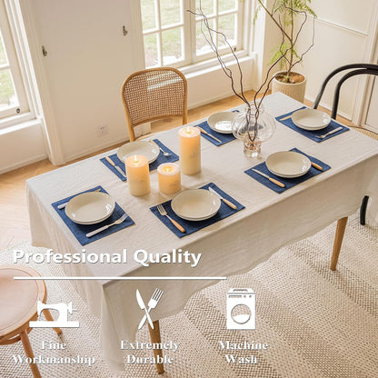 Home Brilliant Placemats Set of 4 Linen Blue Placemats Heat Resistant Dining Table Place Mats Kitchen Table Mats, Indigo