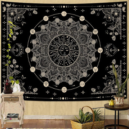 Lunerfex Sun and Moon Mandala Tapestry Boho Tapestry for Bedroom Black and White Tapestries Wall Hanging Living Room Wall Art and Home Decor 70x90