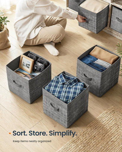 SONGMICS HOME Foldable Storage Cubes Set of 8, Fabric Shelf Organizer Bins with Handles, Closet