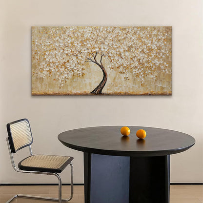 TAIJXAGSG Botanical Wall Art Gold Tree Flower Abstract Wall Decor Modern Canvas Art Wall Decor Print Abstract Paintings Pictures For Bedroom Bathroom Office Home Artwork Can Be Hung Directly 20"X 40"