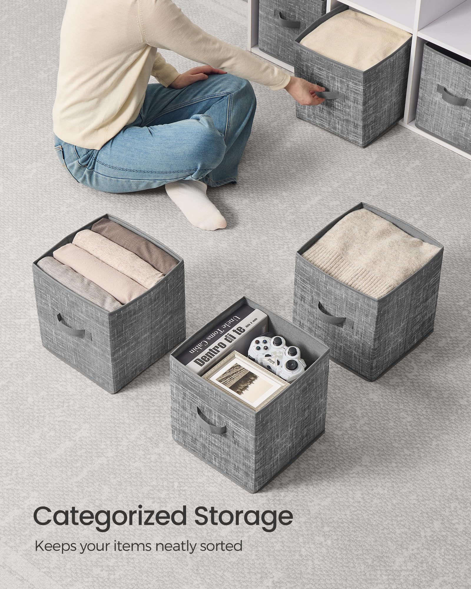 SONGMICS Storage Cubes, Set of 10, 11-Inch Foldable Closet Organizers
