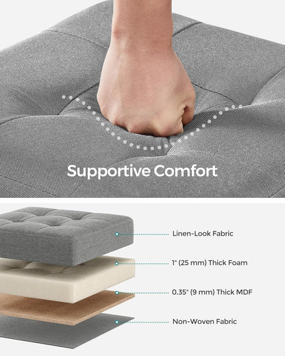 SONGMICS Storage Ottoman, Small Ottoman Foot Rest with Legs, 15 x 15 x 15.7 Inches Foot Stool, Load up to 660 lb, for Living Room, Bedroom, Dorm, Dove Gray ULSF014G02