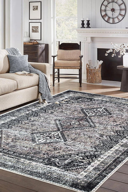 Keen Home Design 3x5 Rug - Machine Washable Entry Rug with Non-Slip Backing, Ideal for Enteryway, Kitchen, Bathroom, Laundry Room - Vintage, Easy Clean, Durable, Low Pile Rug - (3' x 5')