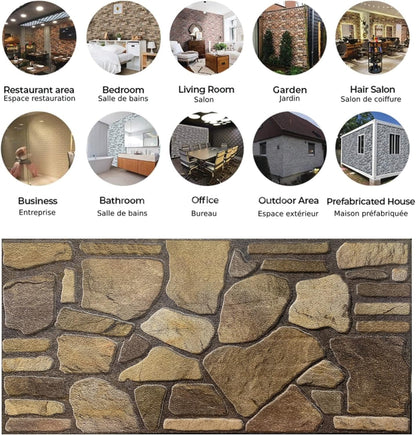 Dundee Deco 3D Wall Panels - Cladding Brown Hazel Gold Stone Look Wall Paneling, Styrofoam Facing for Interior and Exterior Applications, DIY, Sample, Size 10 x 10 in.