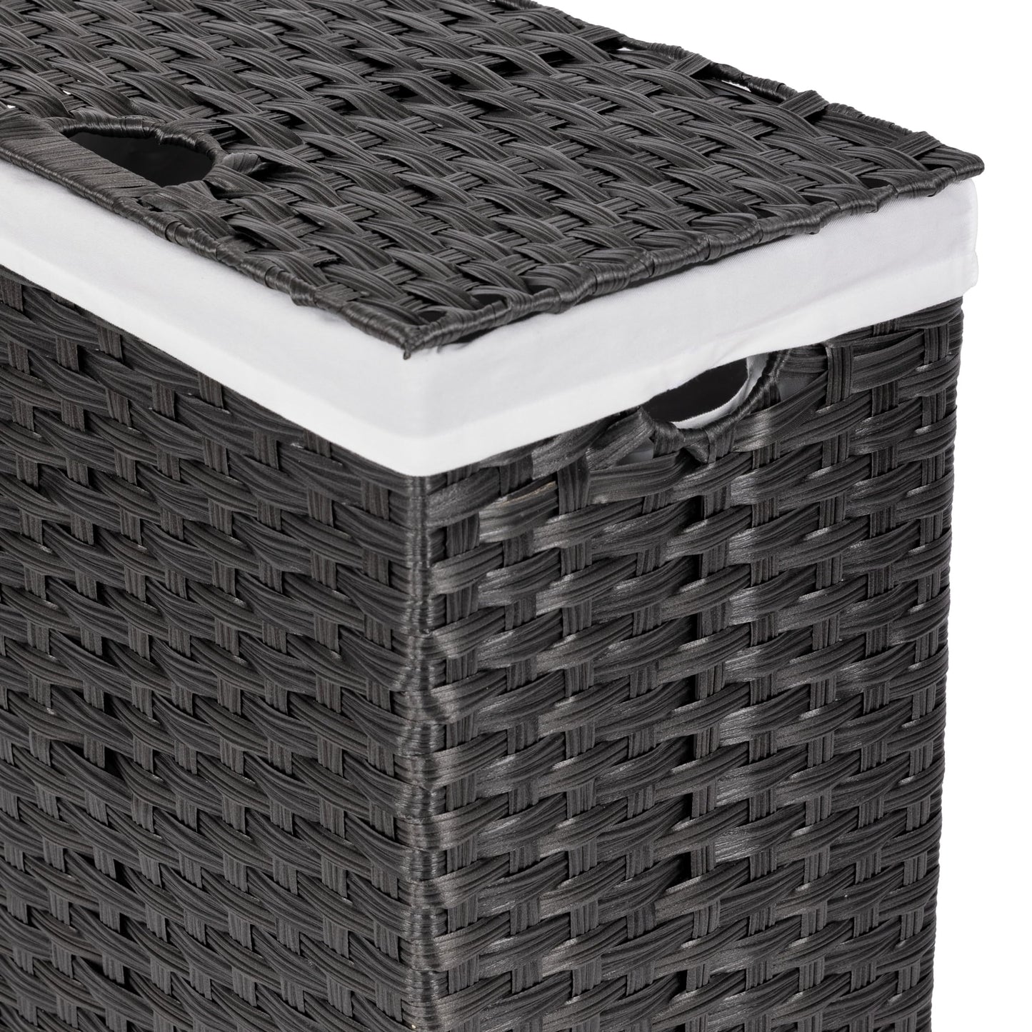 Seville Classics Premium Handwoven Portable Laundry Bin Basket with Carrying Handles, Household