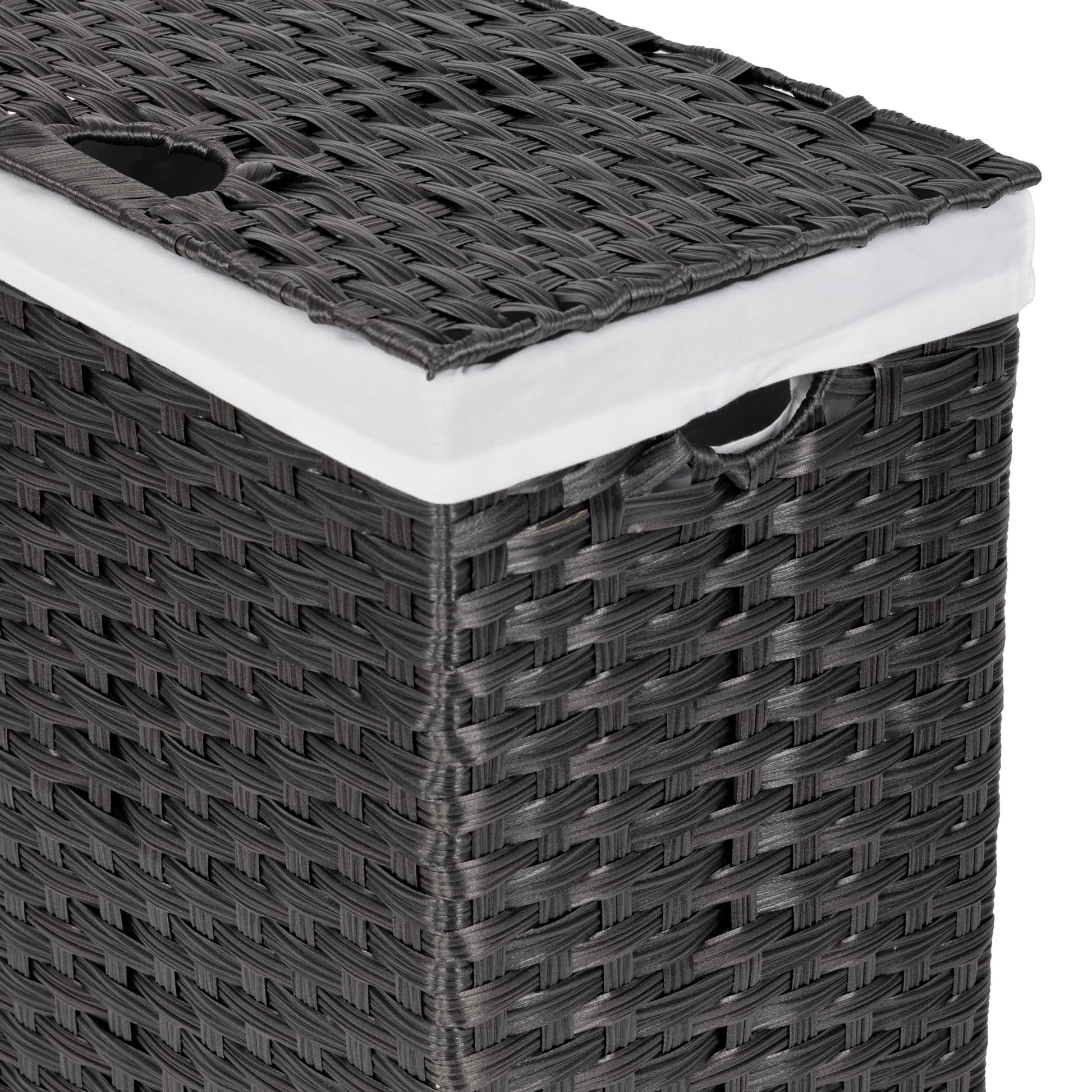 Seville Classics Premium Handwoven Portable Laundry Bin Basket with Carrying Handles, Household