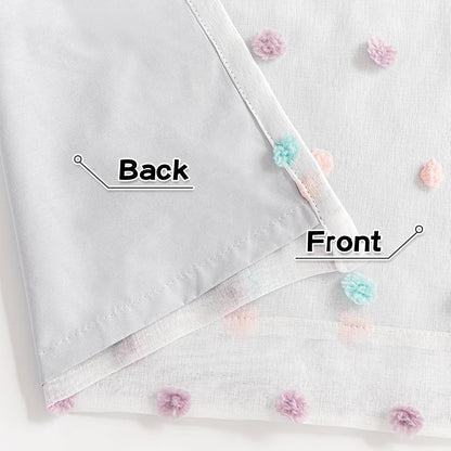 MYSKY HOME Total Blackout Curtains for Living Room 95 Inch Long 100% Light Blocking Curtains for Bedroom 2 Panels Set Privacy Protect Grommet 2 Layered Drapes with Rainbow Pom Pom Sheer 52W x 95L