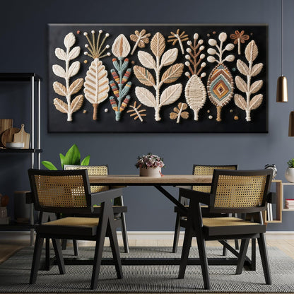 Tsomzxng Large Boho Black Wall Art For Living Room Chic Home Wall Art Modern Multicolor Leaves Feather Canvas Wall Art Decor Picture For Bedroom Apartment Kitchen Home Wall Decor 29" W X 58" L