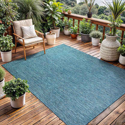 Washable Indoor Outdoor Rug 9x12 Weather Resistant Area Rugs Modern Solid for Porch Deck Balcony Backyard Patio Outside Carpet (9 X 12 Aqua Blue)