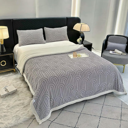 UKELER Sherpa Bed Blanket 80 × 90 inch, Ultra Soft Queen Size Throw Blanket for All Season, Cozy Plush Arch Fleece Blankets for Bedroom Living Room Dorm Hostel Sofa Camping, Grey