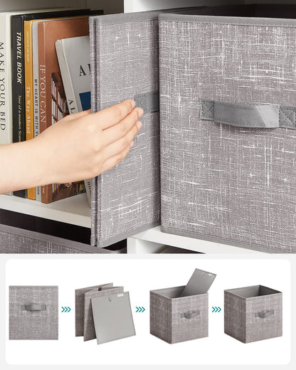 SONGMICS Storage Cubes, 11-Inch Non-Woven Fabric Bins with Double Handles, Set of 6, Closet