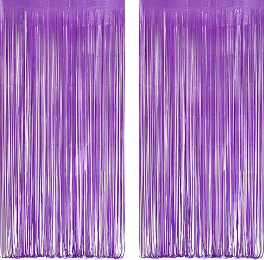 Purple Foil Fringe Party Backdrop - GREATRIL Party Streamers for Mermaid/Butterfly/Wednesdays/Star