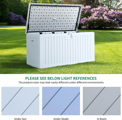 YITAHOME 260 Gallon Extra Large Deck Box, Double-Wall Resin Outdoor Storage Box with Flexible Divider for Patio Cushions Pool Supplies Garden Tools, 1000lbs Load Capacity, Lockable&Waterproof (White)