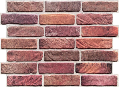 CONCORD WALLCOVERINGS ™ 3D Red Faux Brick Wall Panels - Pack of 10, Lightweight 17.5" x 24" (44.5 cm x 61 cm) PVC Sheets, Decorative Stone Tiles for Living Room, Kitchen - Covers 28.86 Sq Ft (572OR)