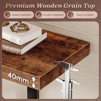 Huuger 47.2 Inch Entryway Table, 2-Tier Industrial Console Sofa Table, Accent Table with Storage, for Entry, Hallway, Entrance, Foyer, T-Shaped Metal Frame, Rustic Brown