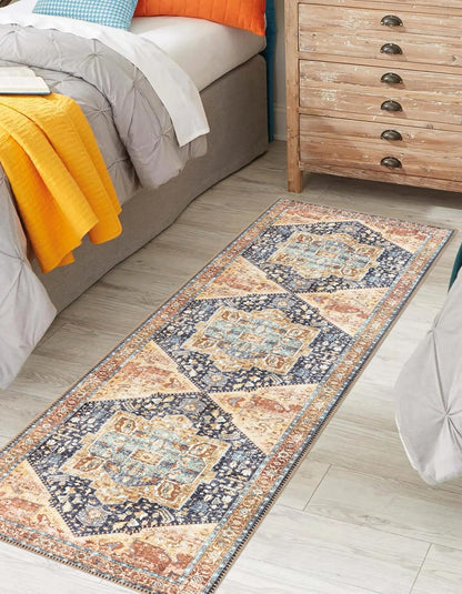 Keen Home Design 2x7 Rug - Machine Washable Runner Rug with Non-Slip Backing, Ideal for Hallway, Entryway, Kitchen, Laundry Room - Vintage, Easy Clean, Durable, Low Pile Rug - (2'6" x 7')