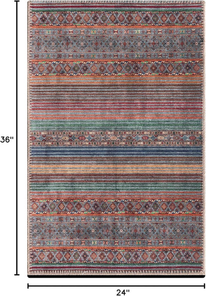 Keen Home Design 2x3 Rug - Machine Washable Entry Rug with Non-Slip Backing, Ideal for Enteryway, Kitchen, Bathroom, Laundry Room - Vintage, Easy Clean, Durable, Low Pile Rug - (2' x 3')