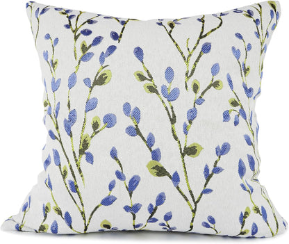 YOUR SMILE Classical Embroidery Jacquard Blue Square Decorative Throw Pillow Case Cushion Cover 18x18 inch