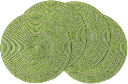 Leetaltree Round Placemats Heat and Slip Resistant Cotton Table Mats, Washable Bohemian Placemats for Dining Tables (Sage Green, Set of 4)