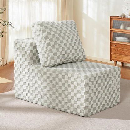 Single Sofa 1 Seat Couch with Deep Seat Memory Foam Cloud Chair with Pillows Large Sofa with L Shape for Living Room Bedroom (Plush GREYOLIVE, Single)