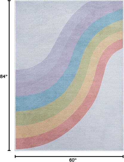 Well Woven Kids Rainbow Rug, 5' x 7', Multi Color