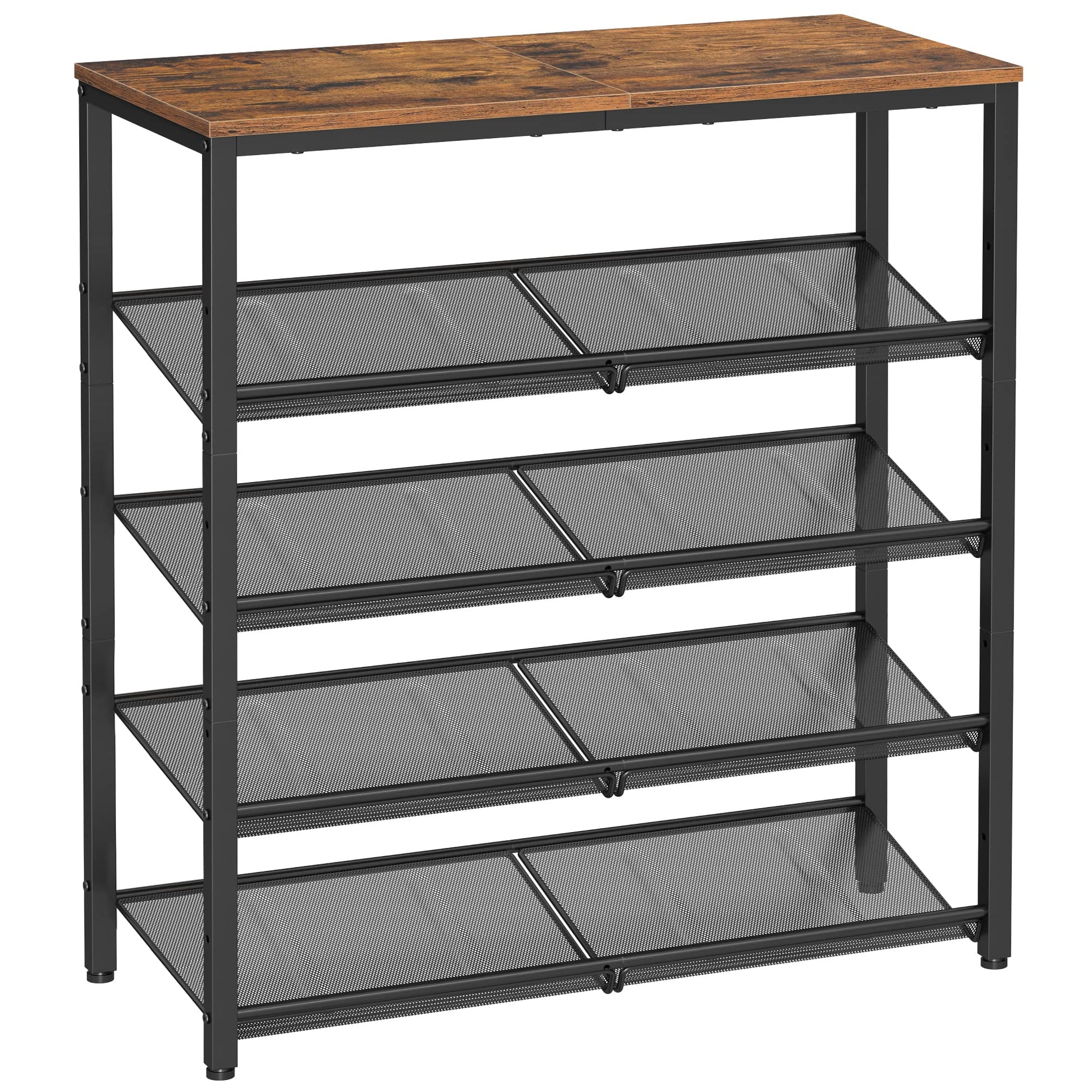 VASAGLE Shoe Rack for Entryway, Freestanding, Adjustable, Industrial