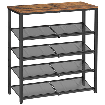 VASAGLE Shoe Rack for Entryway, Freestanding, Adjustable, Industrial