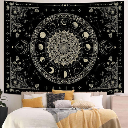Lunerfex Mandala Moon Tapestry Boho Tapestry for Bedroom Black Tapestries Wall Hanging Living Room Wall Art and Home Decor 44x60