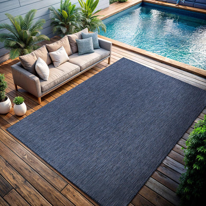 CAMILSON Outdoor Rug 6x9 Modern Area Rugs for Indoor and Outdoor Patios and Porches - Waterproof, Washable, Non-Shedding, Easy-to-Clean Outside Carpet (6 x 9, Solid - Navy Blue)