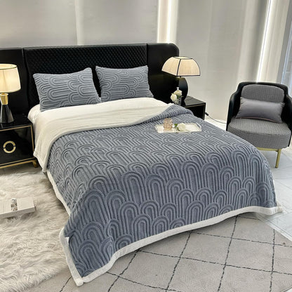 UKELER Sherpa Bed Blanket 80 × 90 inch, Ultra Soft Queen Size Throw Blanket for All Season, Cozy Plush Arch Fleece Blankets for Bedroom Living Room Dorm Hostel Sofa Camping, Blue Grey