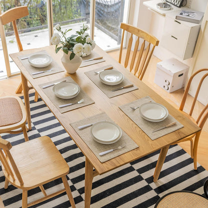 Demetex Burlap Place Mats Set of 6 Heat Resistant Linen Placemats Decorative Wipeable Fabric Table Mats for Dining Kitchen Tables, Burlap