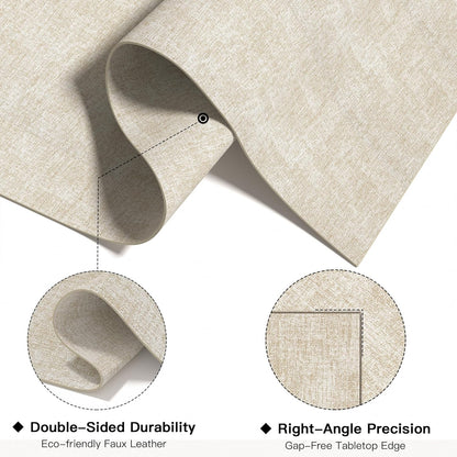 DOLOPL Placemats Set of 6, Reversible Wipeable & Heat Resistant Place Mats, Modern Faux Leather Table Mats for Kitchen, Neutral Waterproof Tablemats for Dining Table Decor, Wedding, Party(Beige)