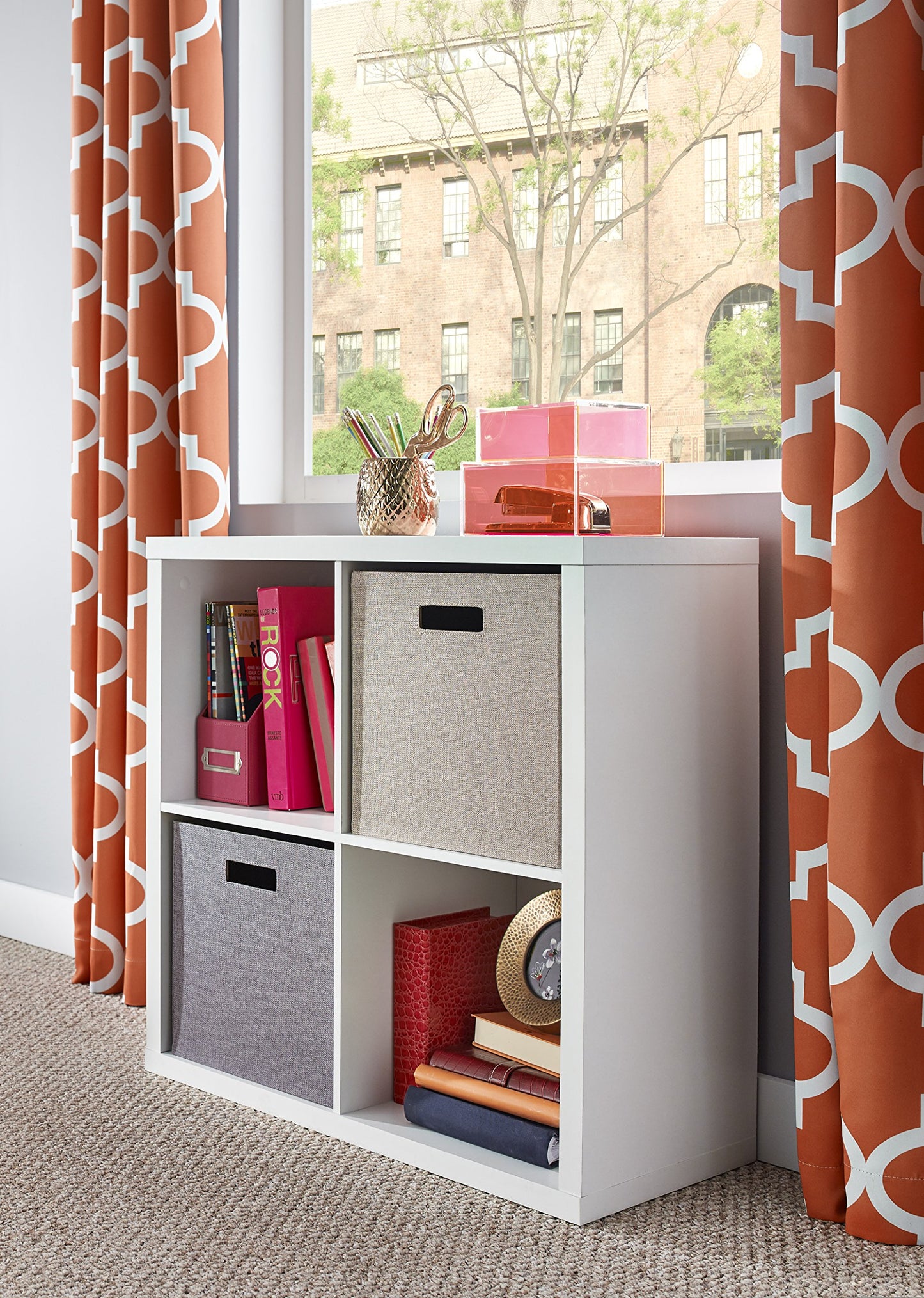 ClosetMaid 4 Cube Storage Shelf Organizer Bookshelf with Back Panel, Easy Assembly, Wood, White