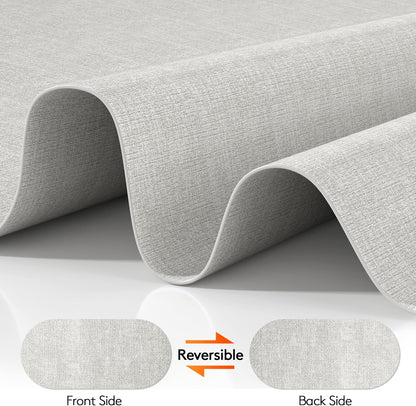 DOLOPL Placemats Set of 6, Oval Reversible Wipeable & Heat Resistant Place Mats, Modern Faux Leather Table Mats for Kitchen, Neutral Tablemats for Dining Table Decor, Wedding, Party(Gray)