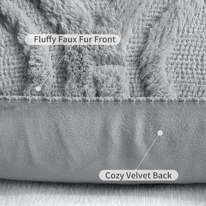 decorUhome Fall Throw Pillow Covers 26x26 Inch Set of 2, Soft Plush Decorative Faux Fur Grey Solid Couch Pillow Covers, Accent Farmhouse Neutral Square Euro Pillow Cases for Sofa Bed Living Room