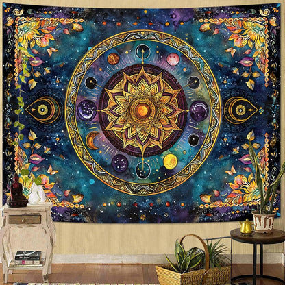 Lunerfex Mandala Solar System Tapestry Boho Tapestry for Bedroom Galaxy Tapestries Wall Hanging Living Room Wall Art and Home Decor 44x60