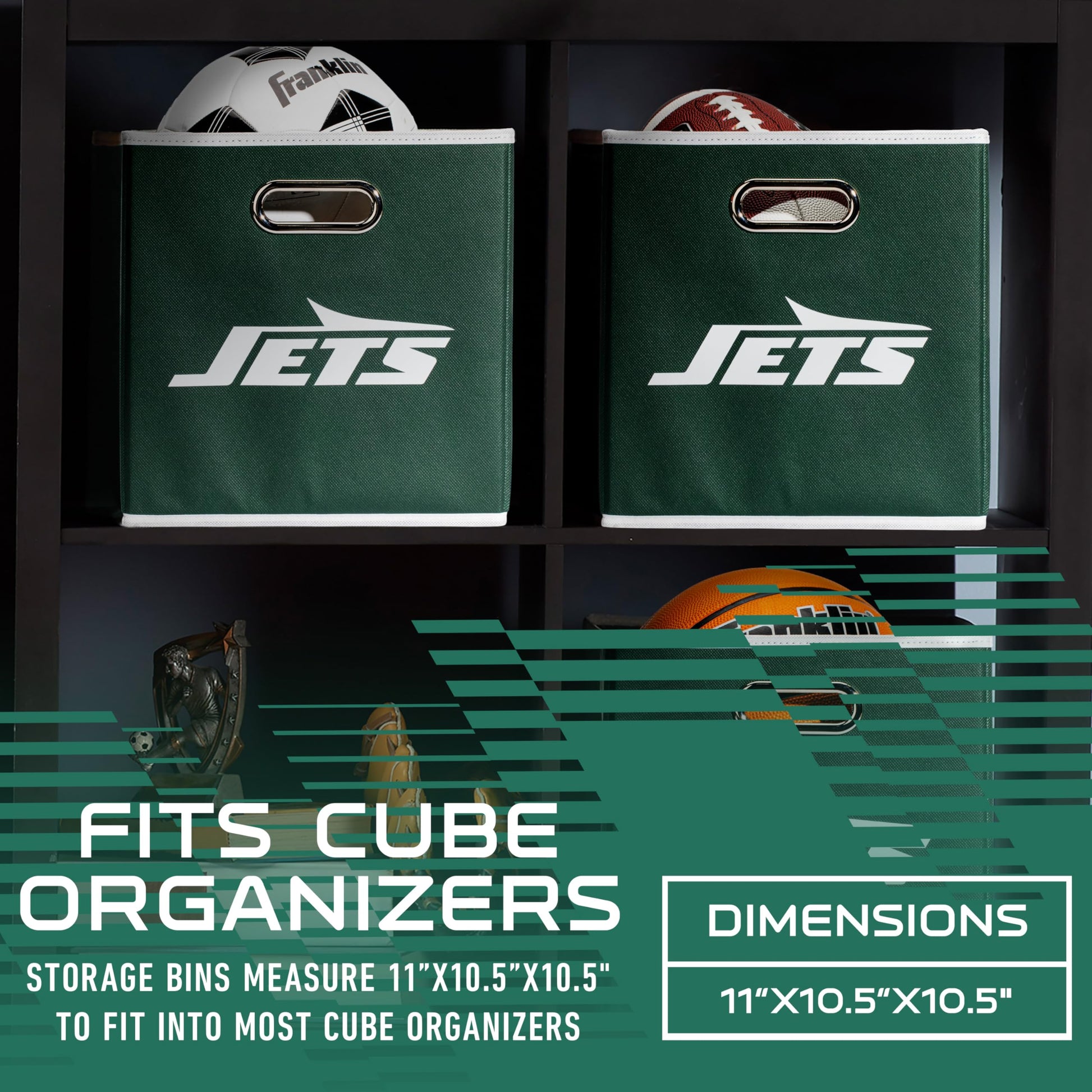 Franklin Sports NFL New York Jets Collapsible Storage Bin - 11"x11"